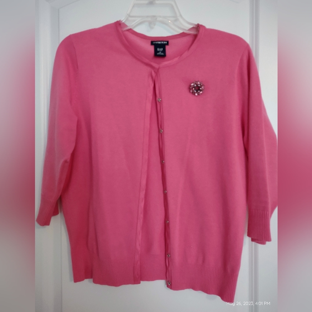 Pink Sweater with Pink Broch